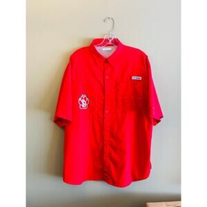 Men's Columbia Beautiful Red Size Large Short Sleeve Shirt